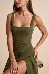 Olive Green Glamorous Disposition Rust Ruched Maxi Dress
