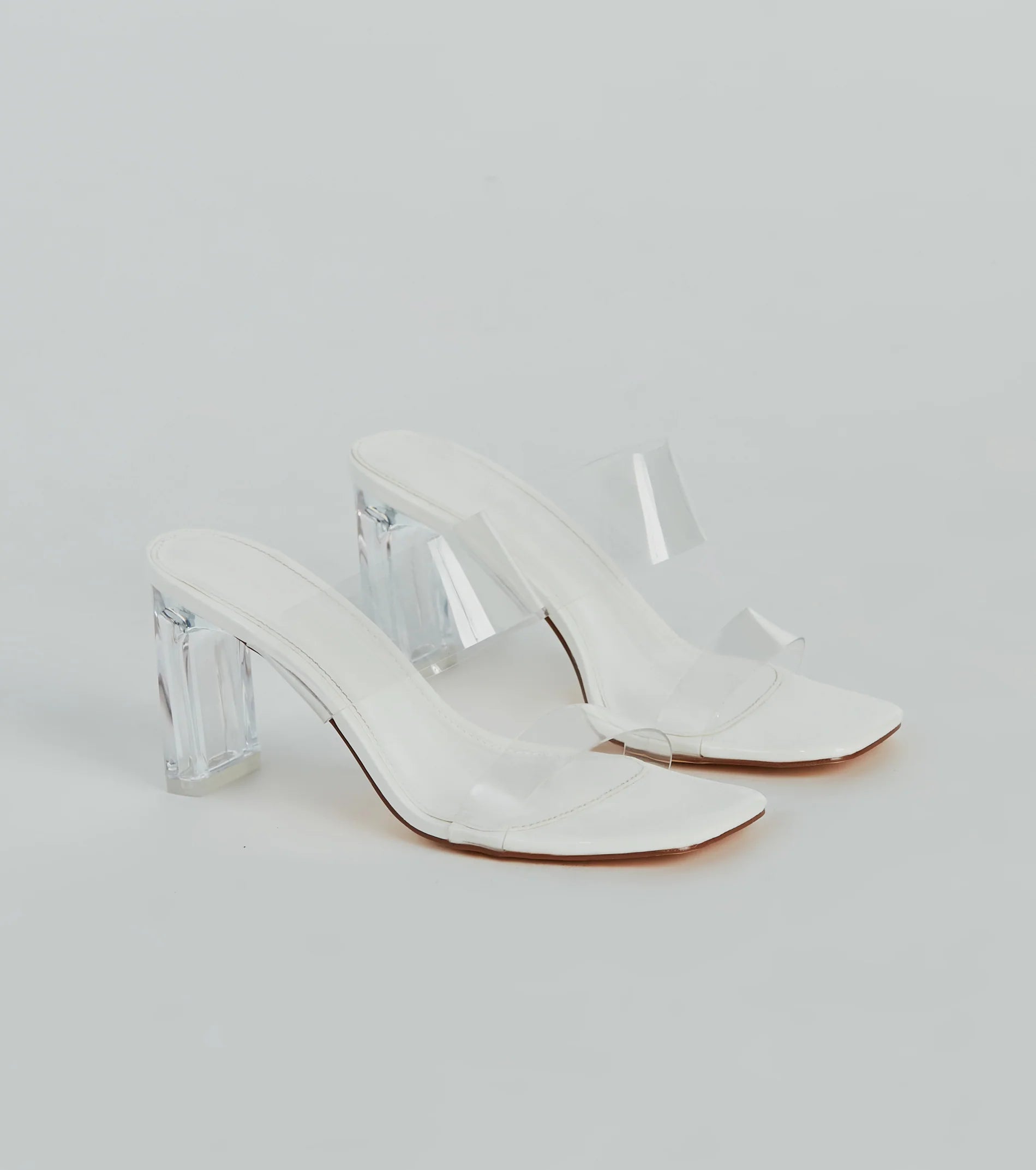 Style So Clear Strap Metallic Block Heel Mules