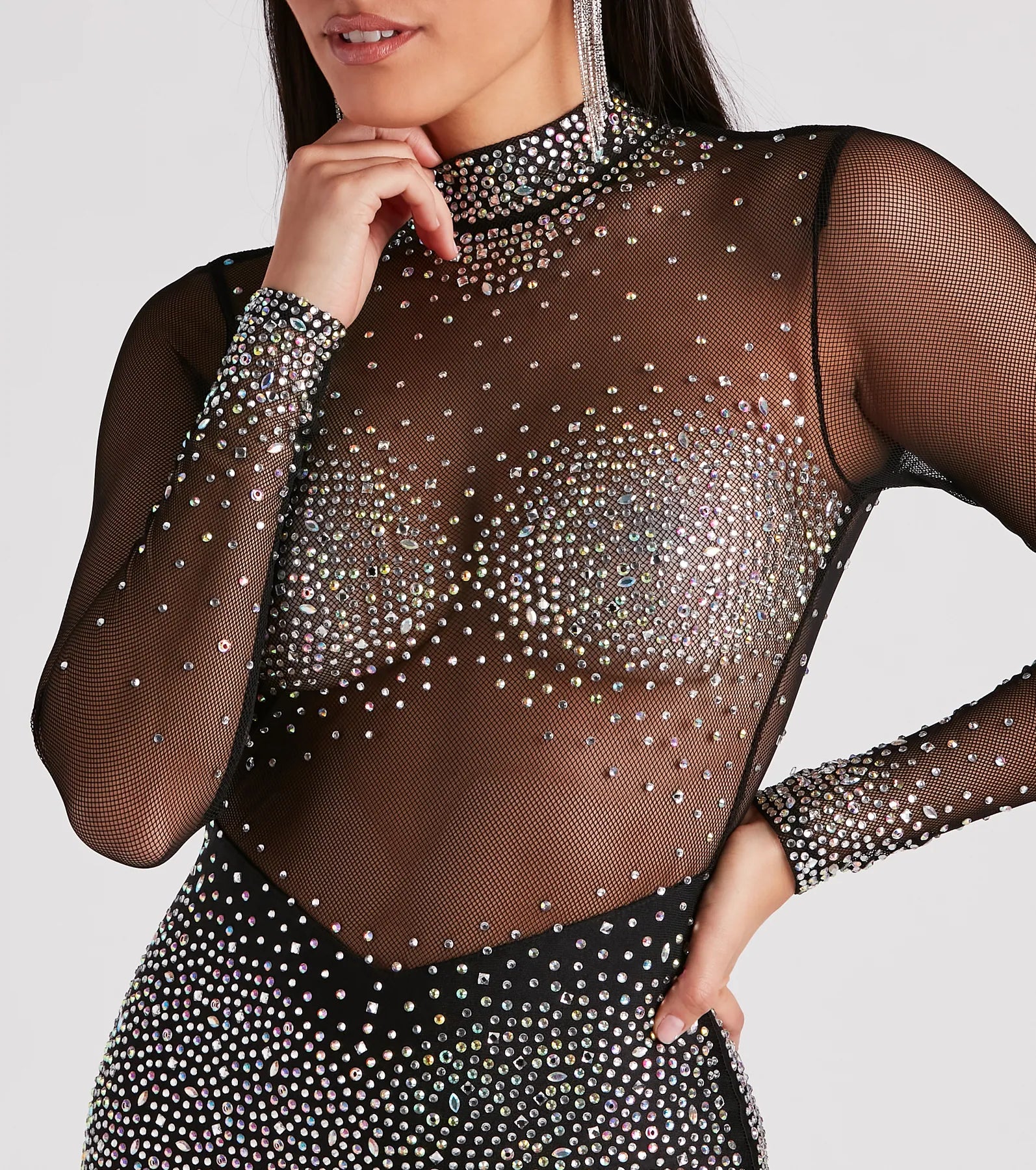 Tate Rhinestone Mesh Party Dress
