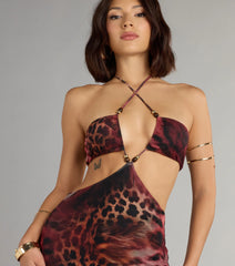 Untamed Allure Animal Print Cutout Maxi Dress