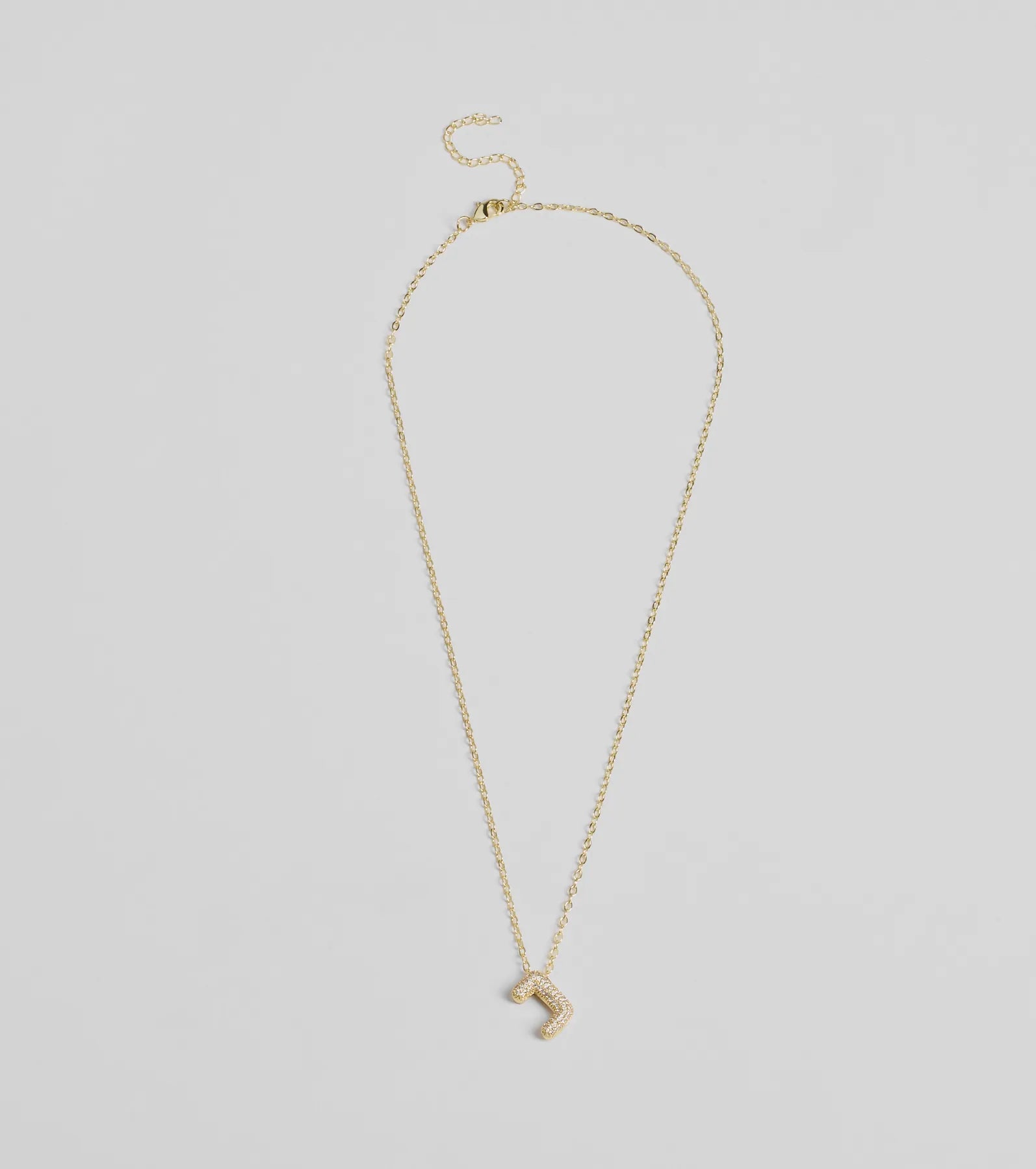 Bubble Letter Monogram Rhinestone Necklace