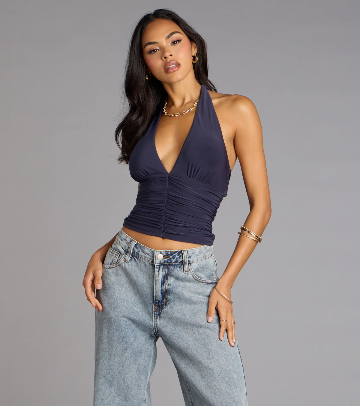 Hot Take Ruched Halter Tank Top