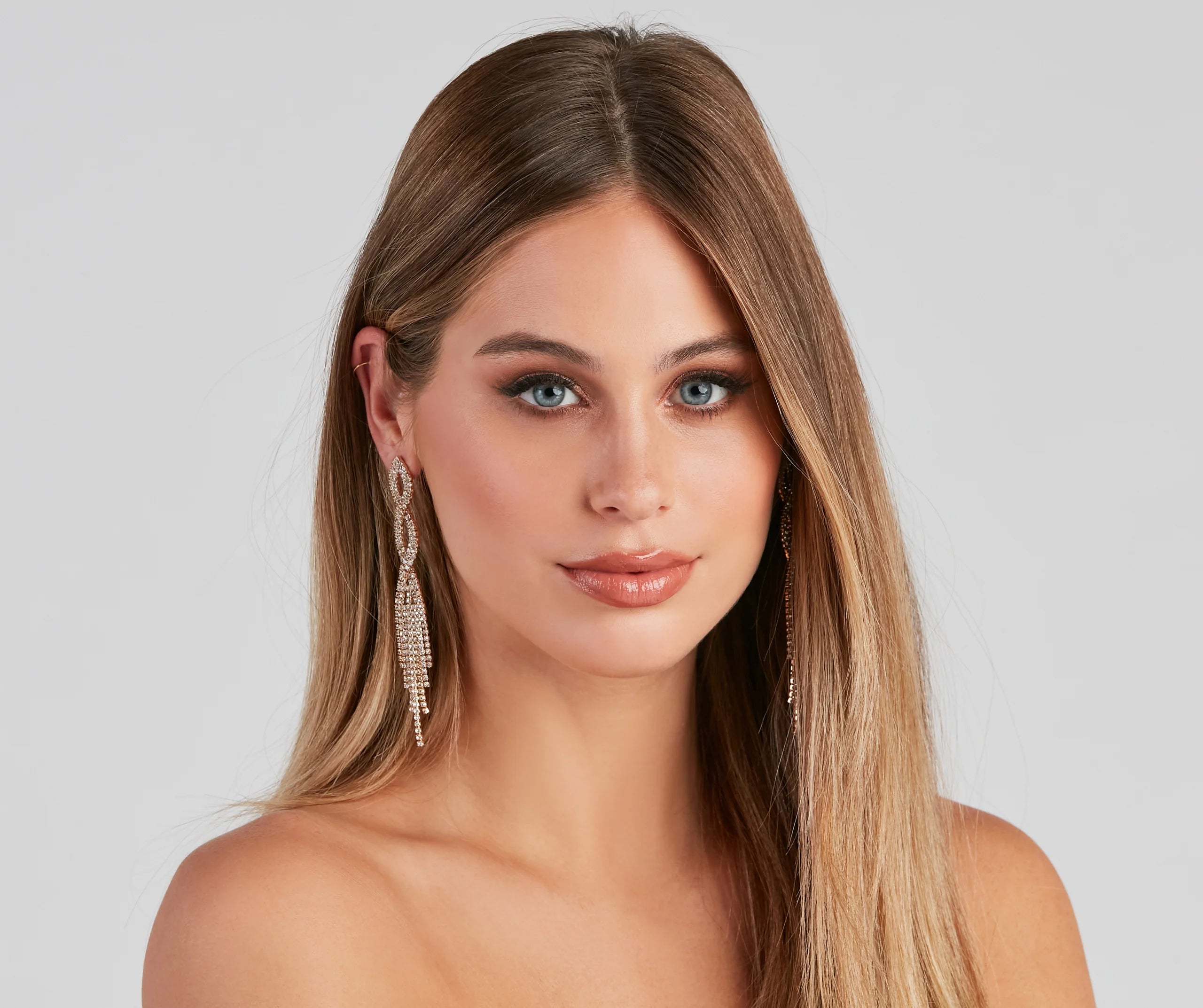 Rhinestone Twist Duster Earrings