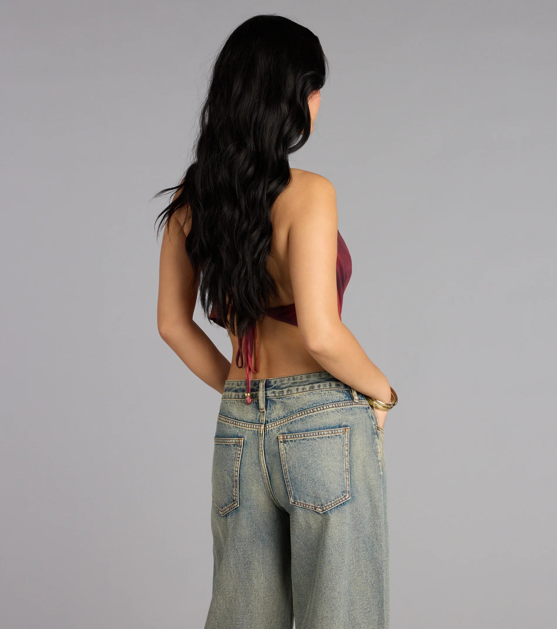 Bold Flow Cowl Halter Crop Top