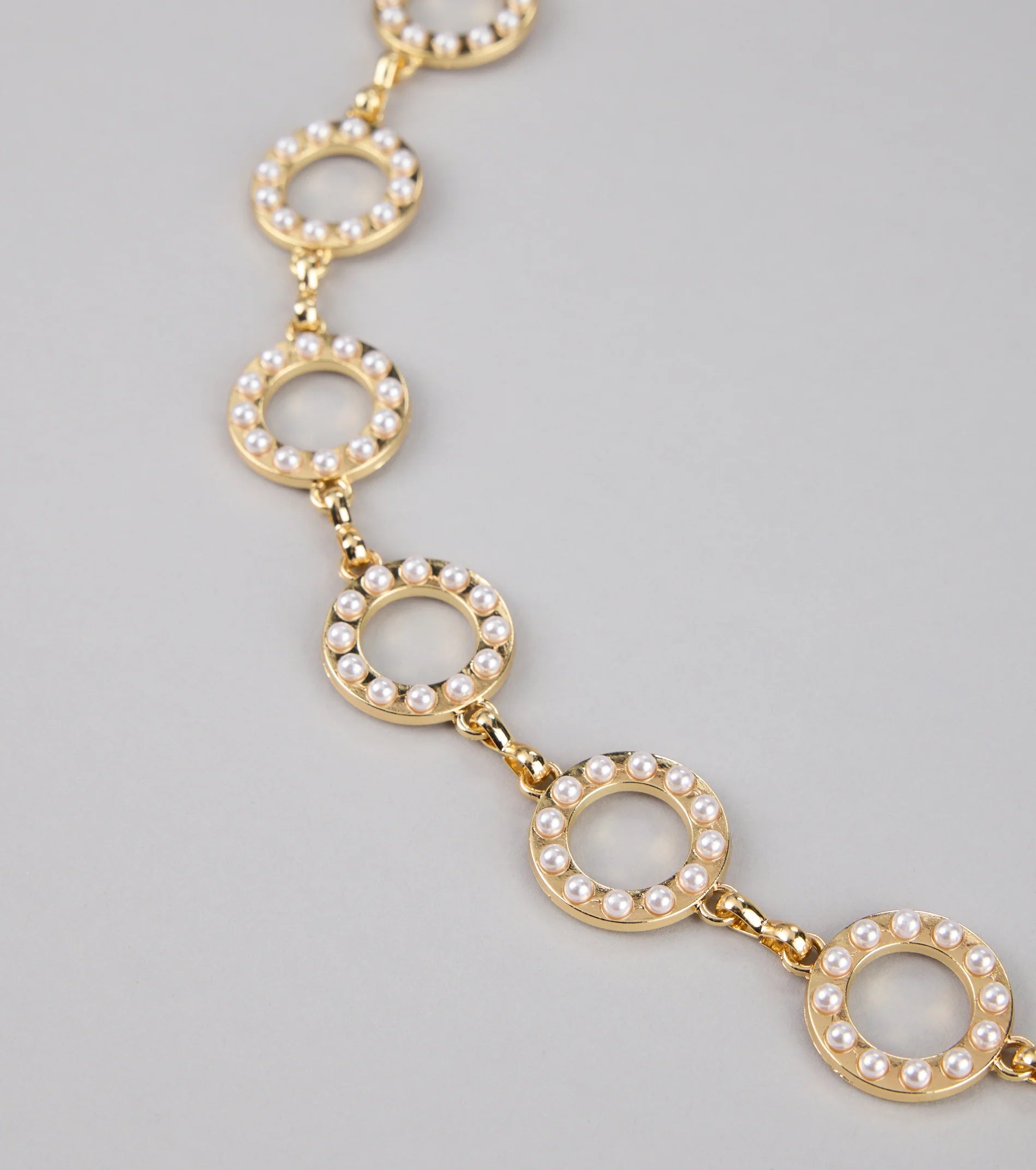 Linked Up Faux Pearl Chain Belt