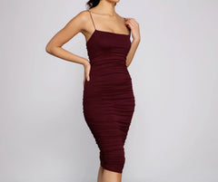 Heart Of Glam Ruched Midi Dress