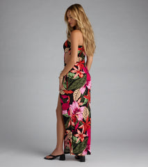 Destination Paradise Tropical Slit Maxi Dress