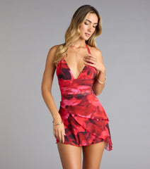 Unforgettably Bold Abstract Mesh Mini Dress