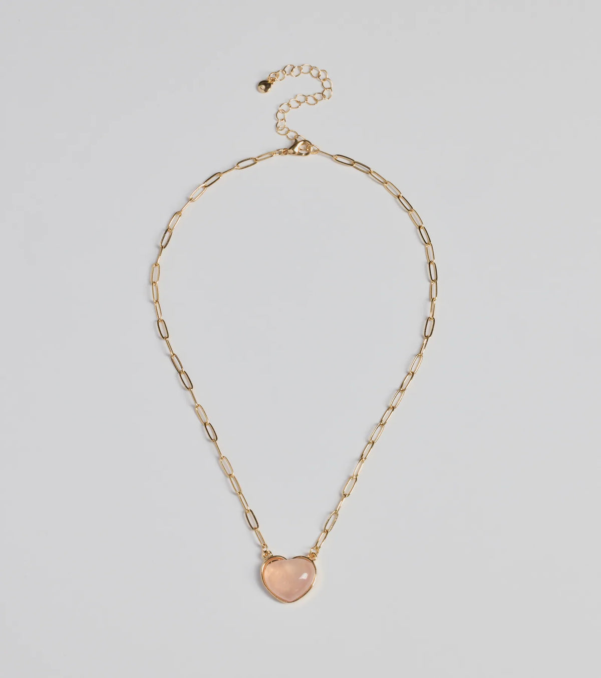 Pretty Aura Rose Quartz Heart Charm Necklace