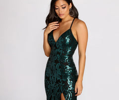 Annalise Scroll Sequin Cross Back Dress