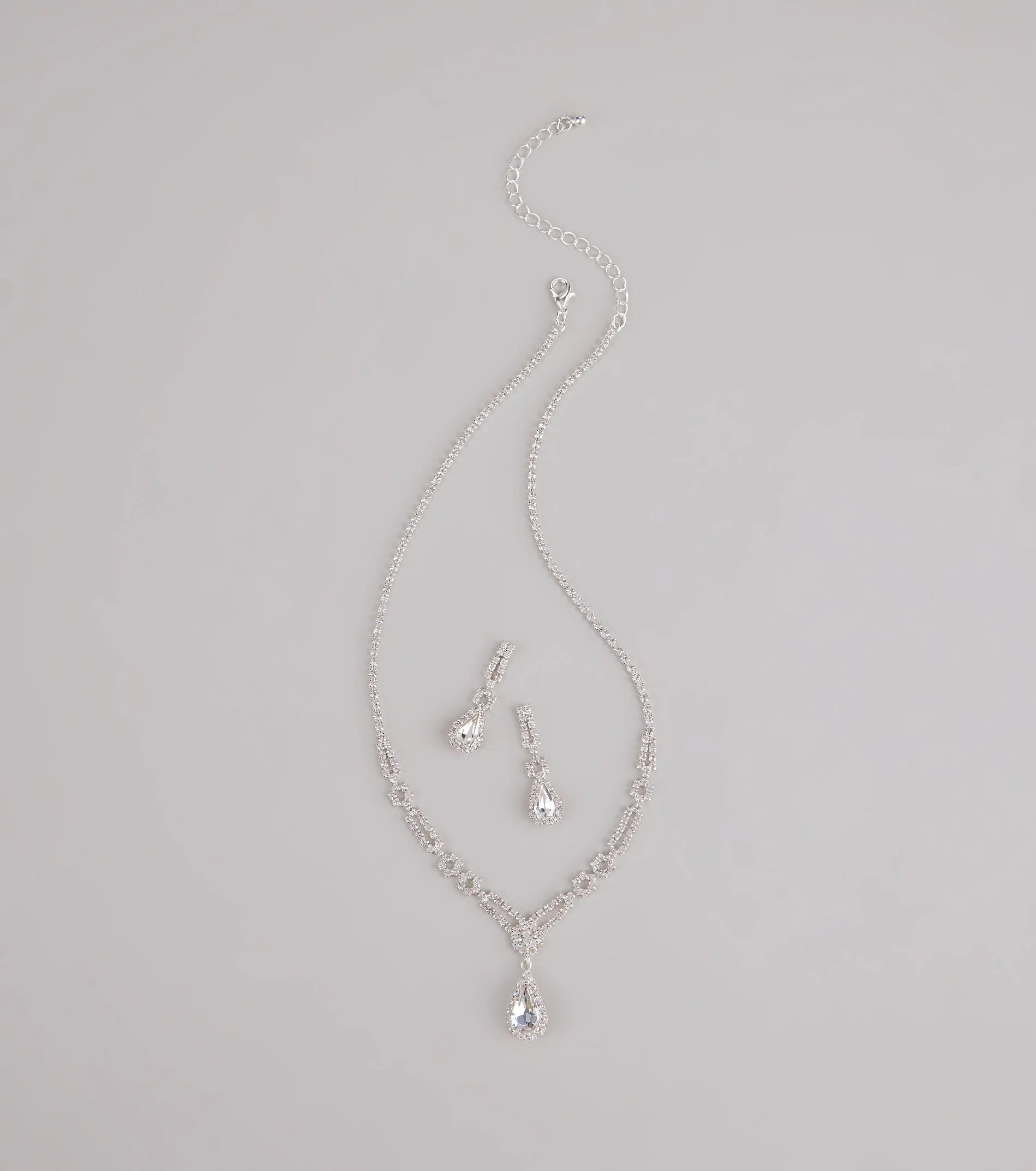 Crown Jewel Teardrop Necklace And Earrings Set