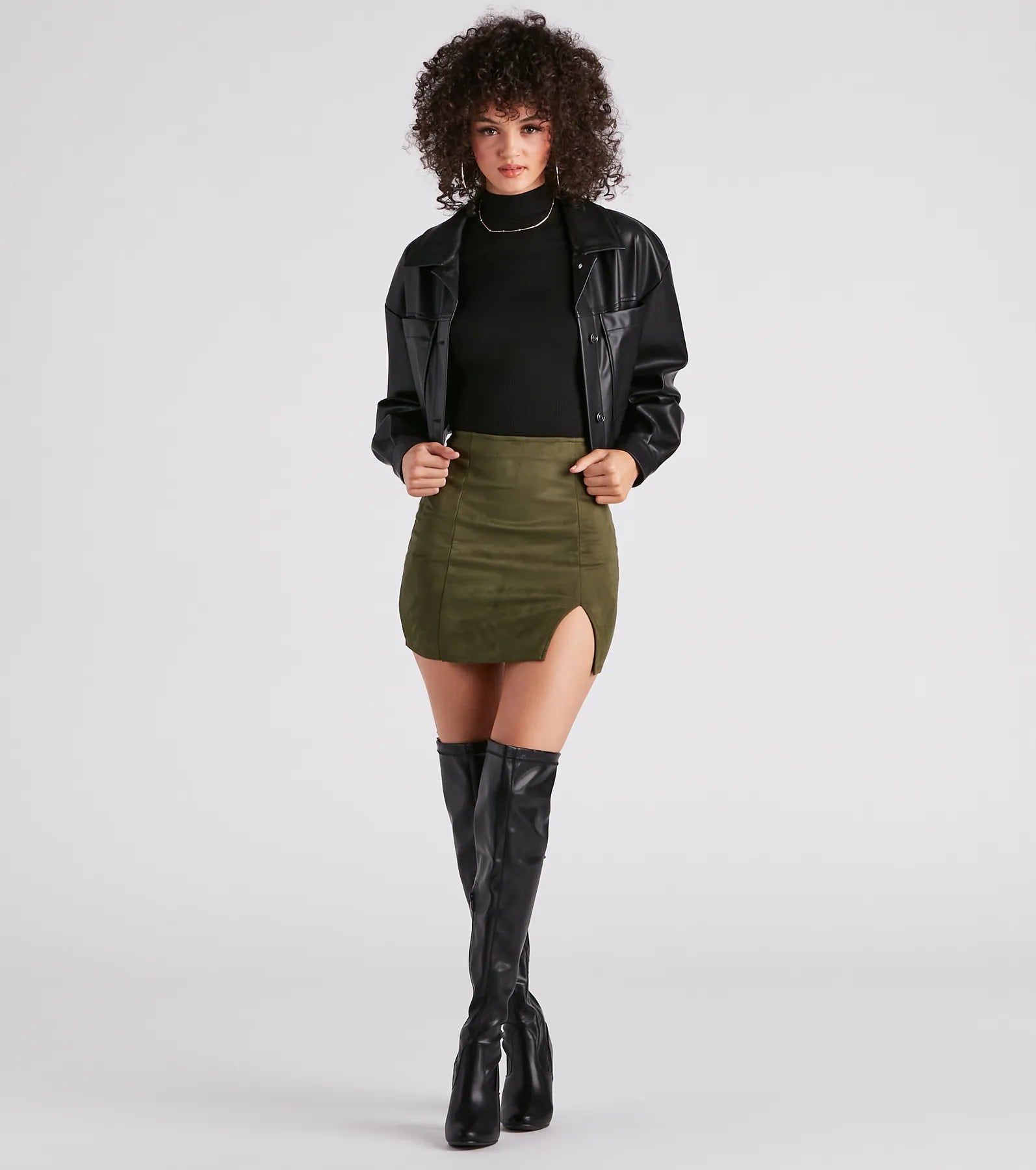 Fashionista High Waist Faux Suede Mini Skirt