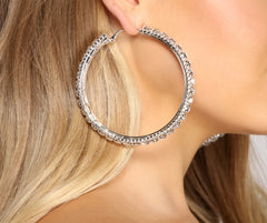 So Luxe Triple Row Rhinestone Hoops