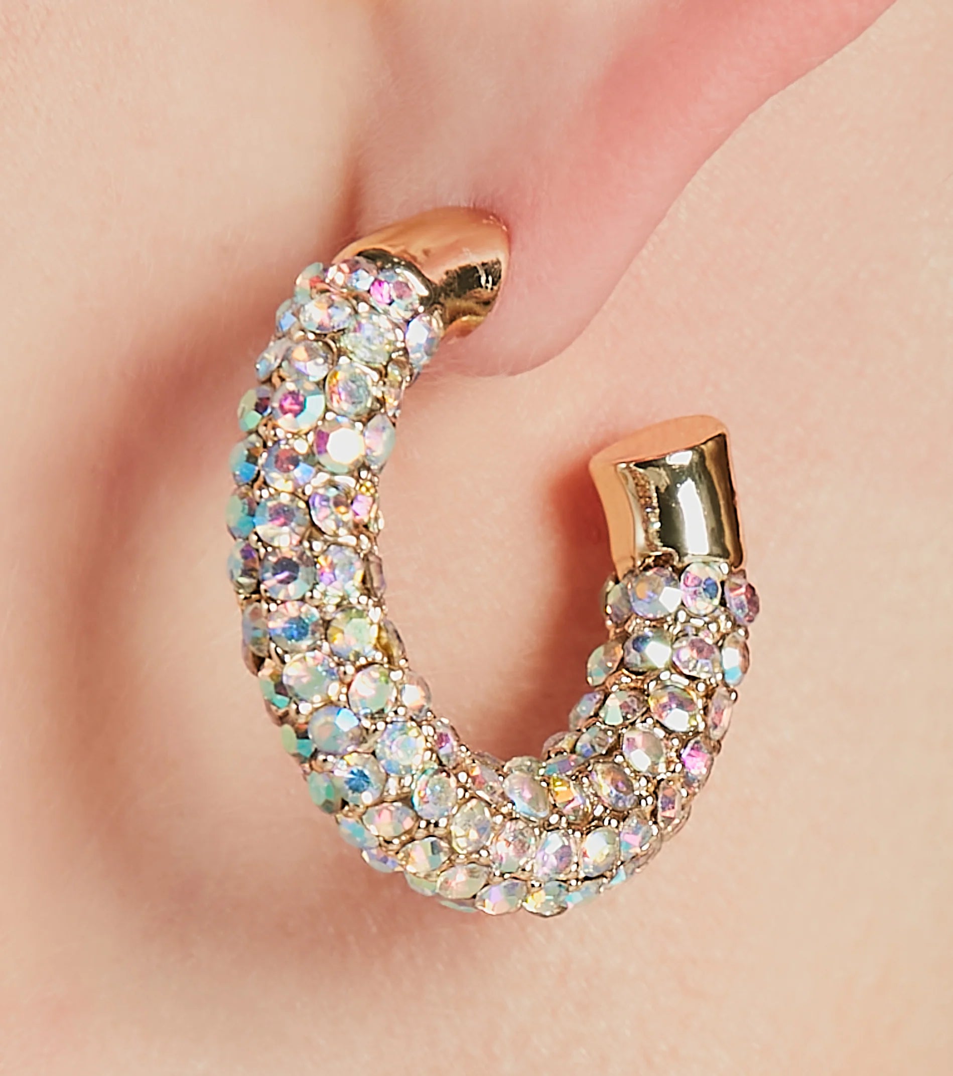 Glam Extravagance Rhinestone Hoop Earrings