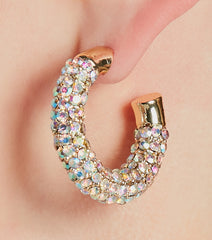 Glam Extravagance Rhinestone Hoop Earrings