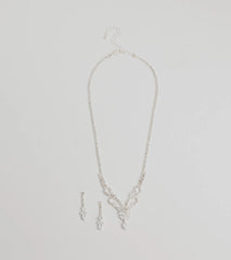 Glam Perfection Rhinestone Necklace And Earrings Set