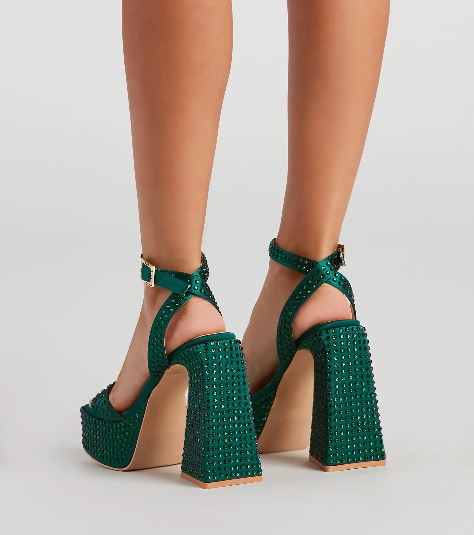 Disco Queen Rhinestone Block Heels