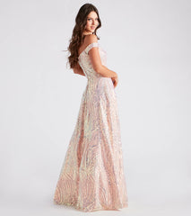 Ava Sequin Off-The-Shoulder Ball Gown