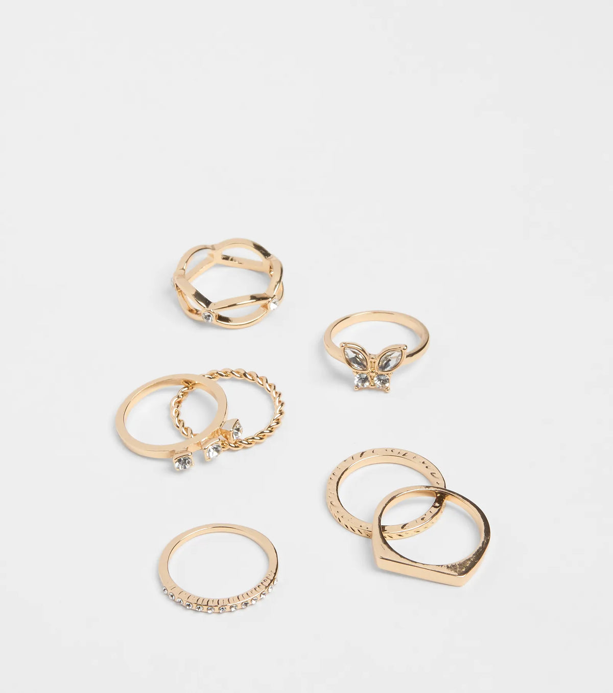 Charming Bold Butterfly Seven-Pack Ring Set