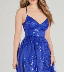 Sharen Lace-Up A-Line Sequin Ball Gown