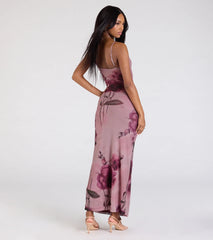Love Language Floral Print Mesh Maxi Dress
