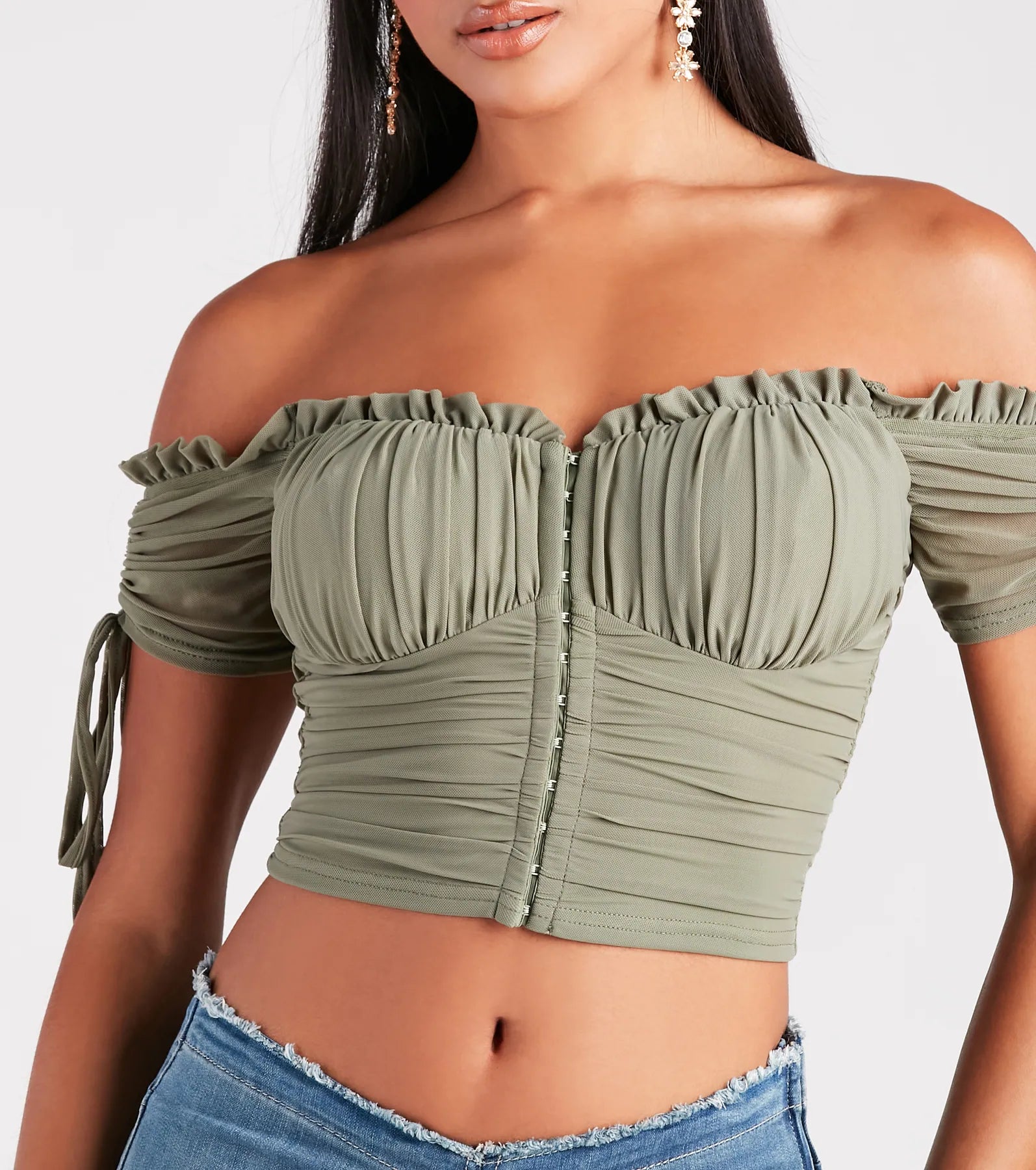 Hooked In Ruched Crop Top