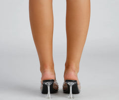 Clear Trends Rhinestone Lucite Heel Mules