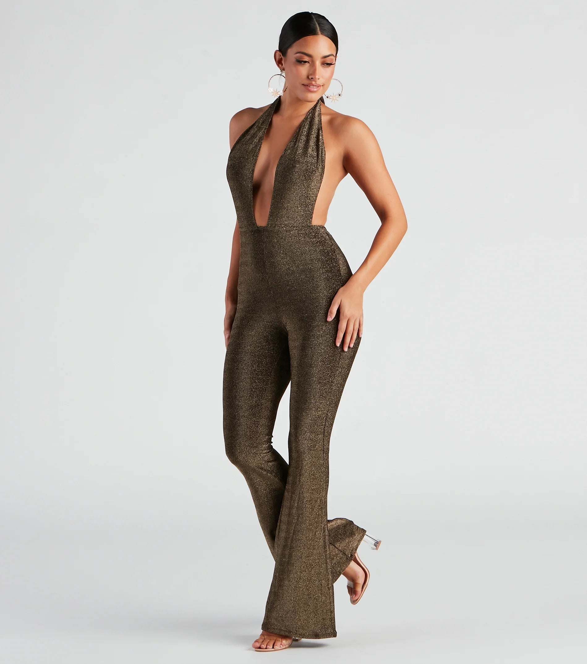 Enticing Love Glitter Halter Jumpsuit