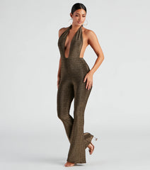 Enticing Love Glitter Halter Jumpsuit