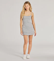 Sweet Silhouette Rosette Ruffled Knit Mini Dress