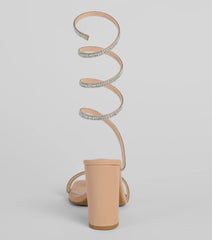 High Sparkle Rhinestone Spiral Block Heels