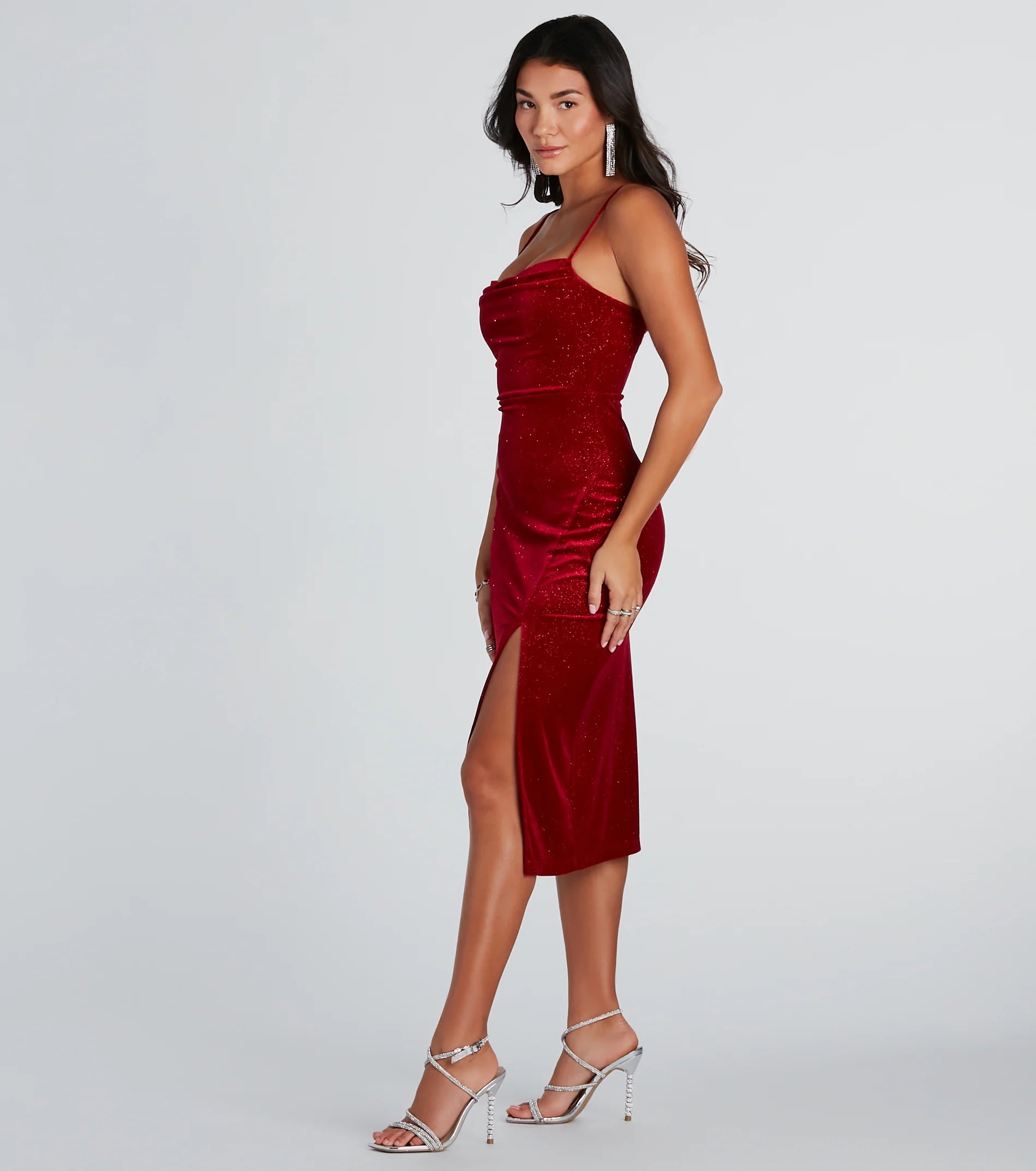All Is Merry Velvet Glitter Midi Dress