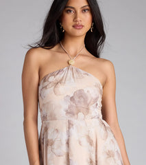 Blossomed Babe Floral Halter Midi Dress