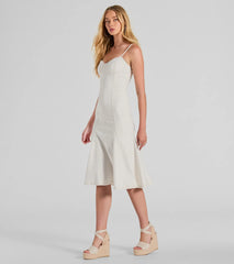 Sweet Day Sleeveless Mermaid Denim Midi Dress