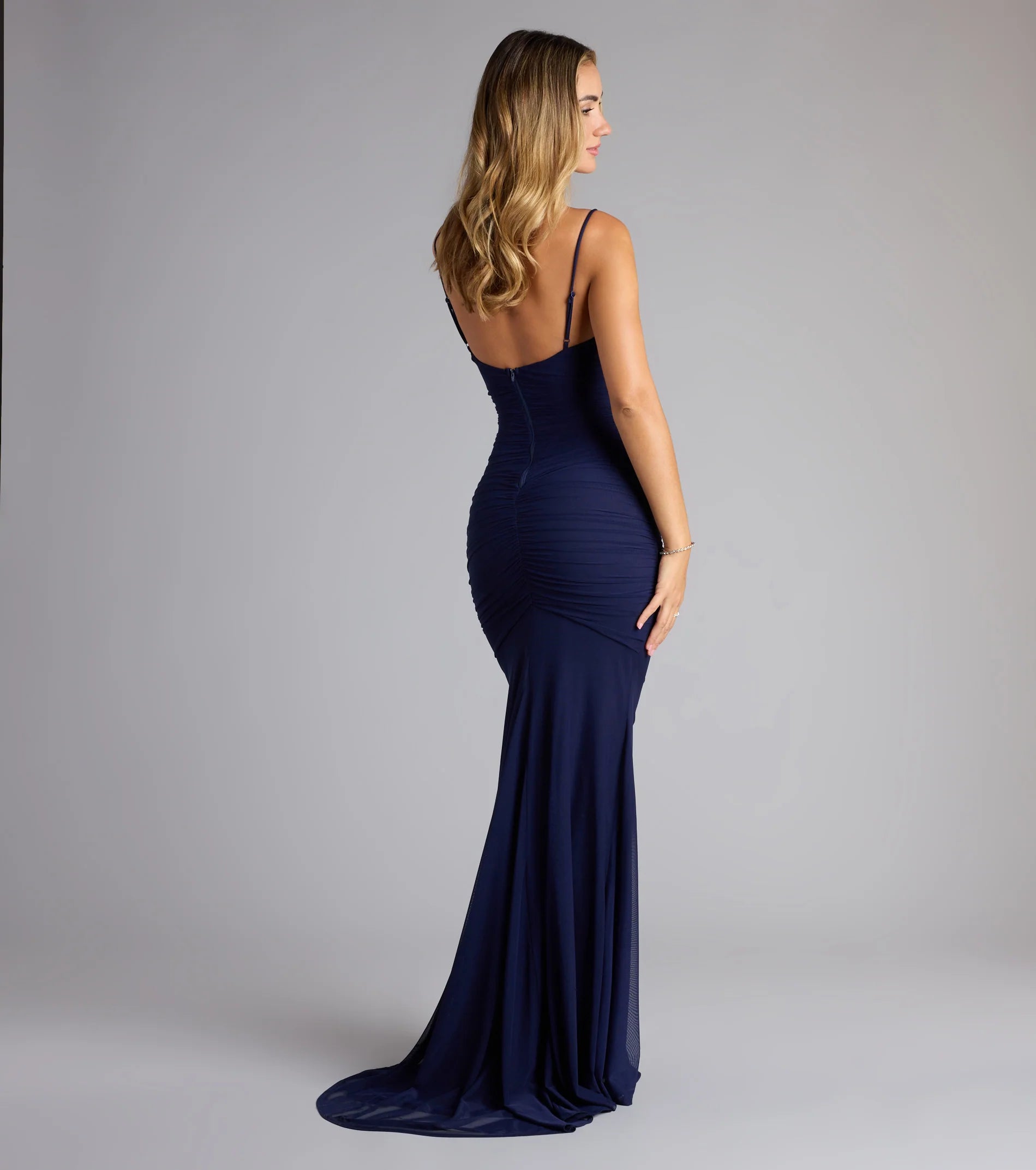 Bonnie Ruched Mesh Mermaid Dress