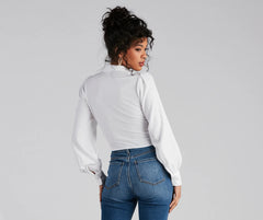 Sultry For Me Tie-Front Collared Top