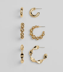 Bold Radiance Three-Pack Hoop Earrings Set