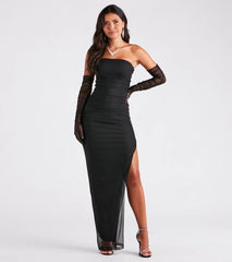 Viola Formal Glitter Long Dress With Gloves