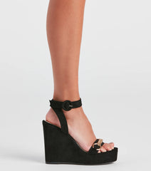 Edgy Links Wrap Platform Wedges