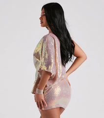 Kimberly Sequin One Shoulder Dress