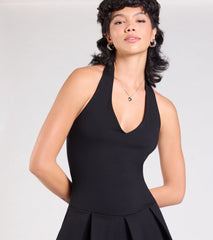 Flirty Flair Halter Pleated Romper