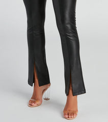 Edgy At Heart PU Front Slit Pants