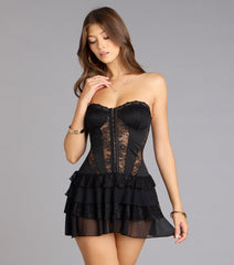 Lace Temptation Corset Ruffle Romper