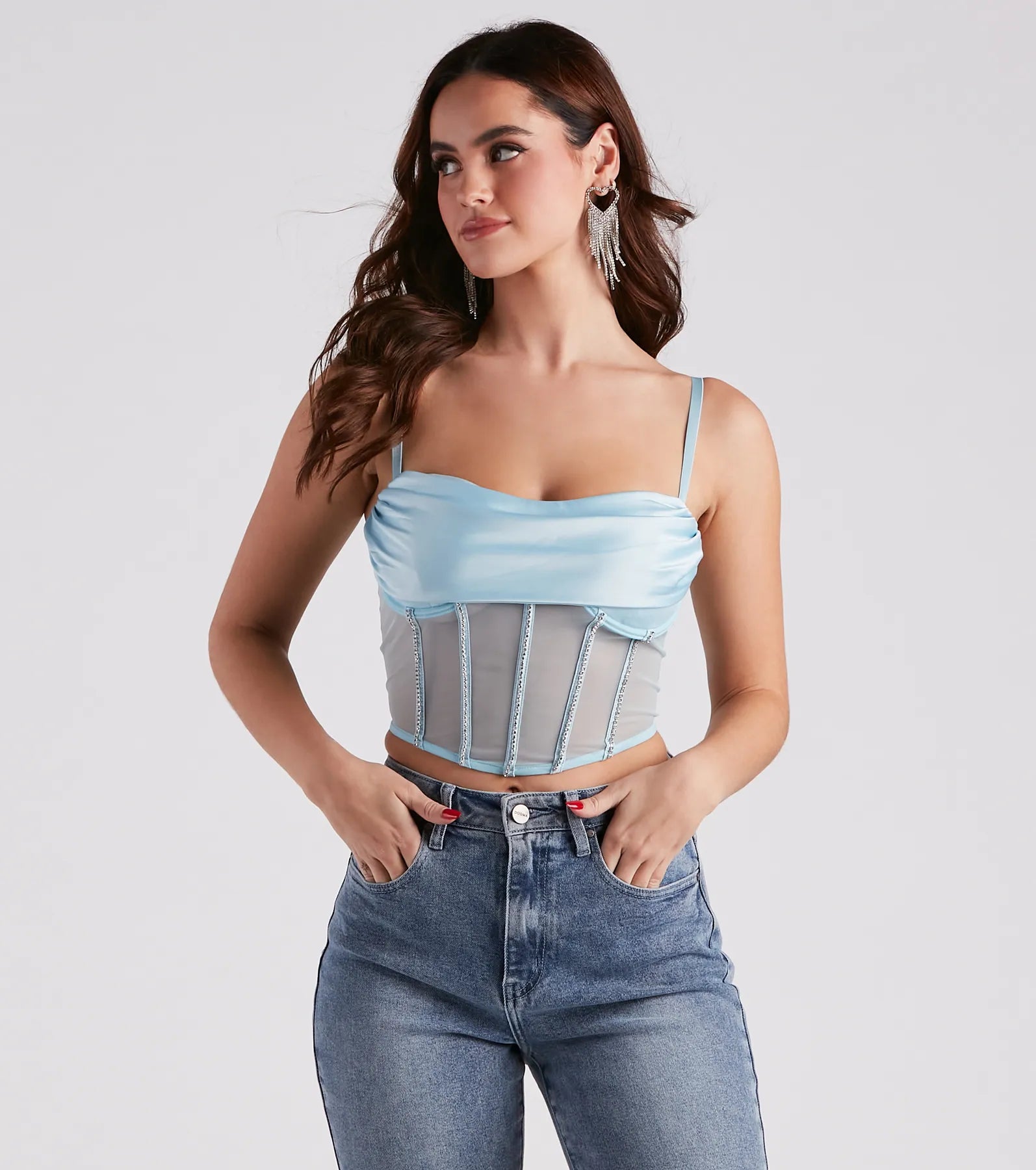 Major Glam Moves Rhinestone Bustier