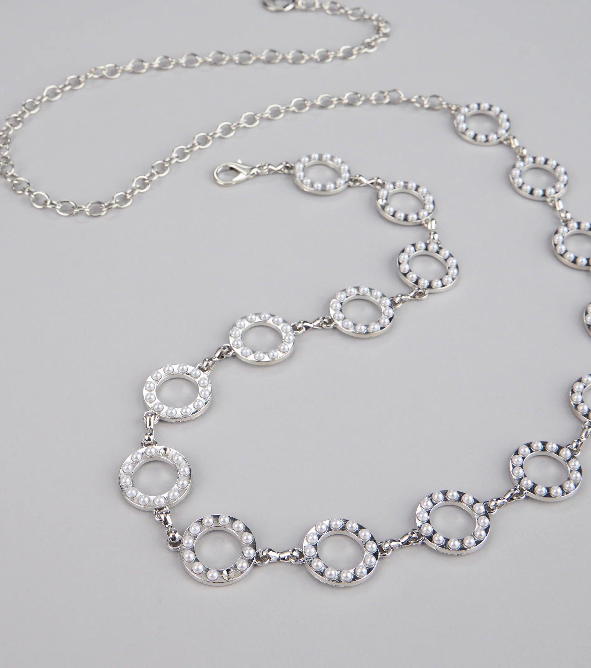 Linked Up Faux Pearl Chain Belt