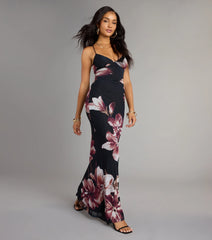 Flirty Twist Floral Lace-Up Maxi Dress