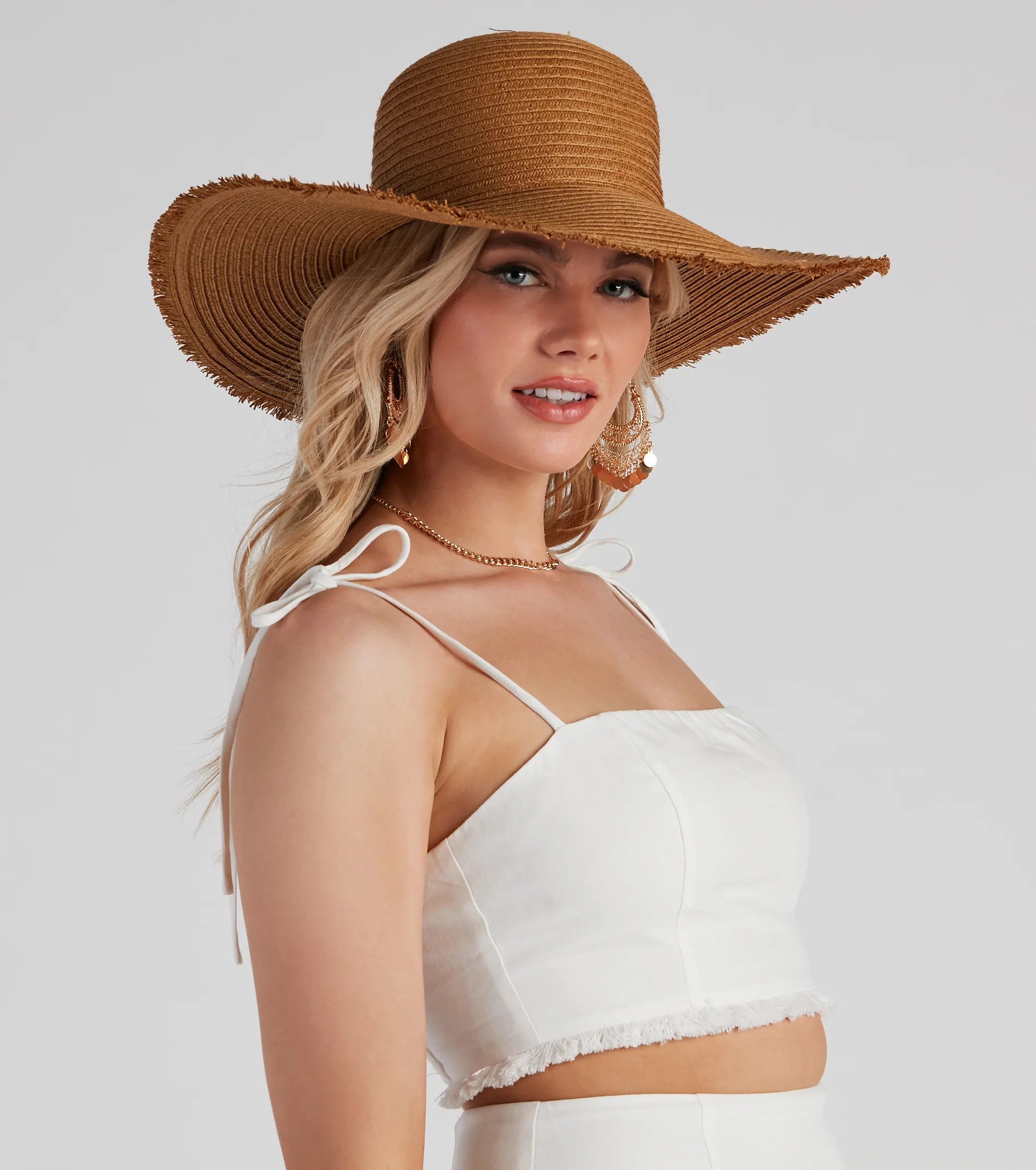 Social Linen Tie Strap Crop Top