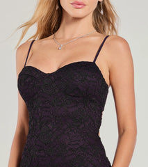 Tia Lace High Slit Formal Column Dress