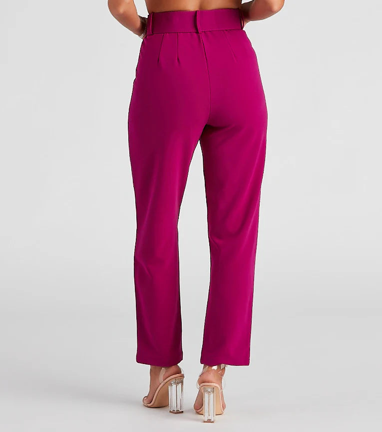 Perfectly Polished Belted Dress Pants