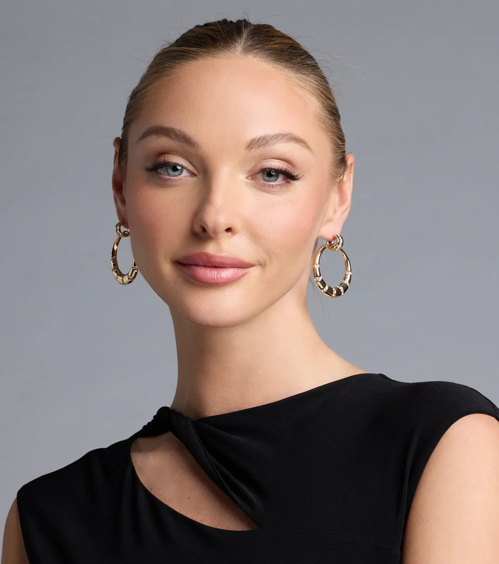 Sleek Glam Rhinestone Hoop Earrings